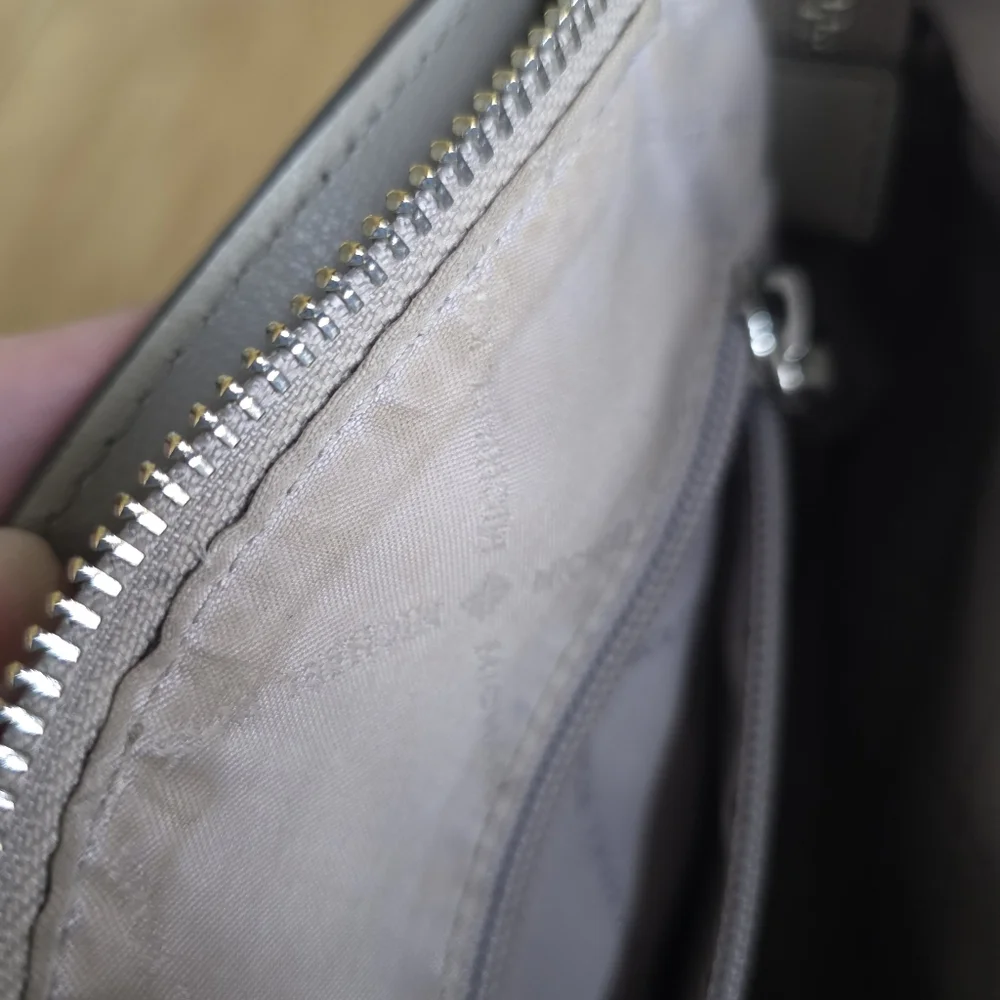 Michael Kors Gray Studded Satchel Crossbody Bag Silver Hardware - Picture 9 of 9